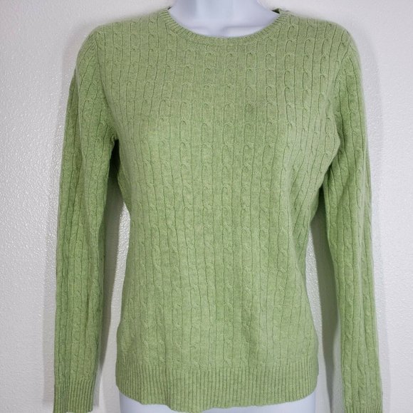 Tweeds Womens Cashmere Sweater Green Cable Knit Long Sleeved Size Small - Picture 8 of 9